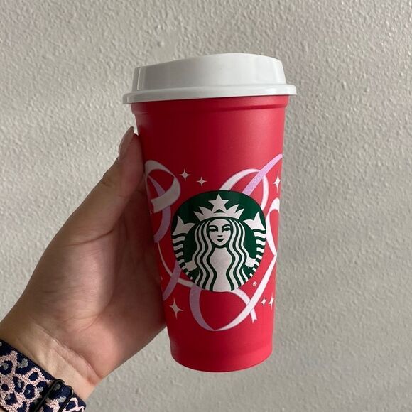 Limited Edition Starbucks 50th anniversary red hot cup and Starbucks coffee bow - Picture 1 of 8